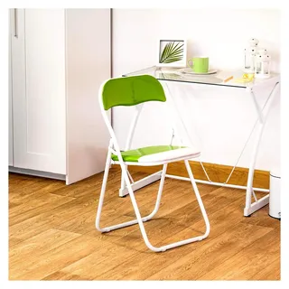 Gepolsterte Klappstühle in Grün - 2er-Pack - Faltbarer Schreibtischstuhl mit Metallrahmen für Büro, Esszimmer, Küche - Grün