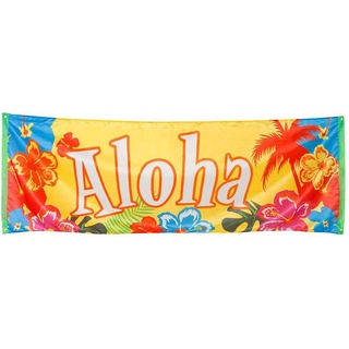 Boland 52505 - Banner Hawaii Hibiscus Aloha, 74 x 220 cm, Sommer, Strand, Hawaiiparty, Beachparty, Poolparty, Urlaub, Dekoration, Mottoparty