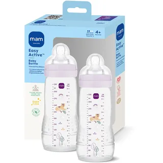 MAM Easy Active Babyflasche 2x 330 ml, 4+ Monate, Sauger Gr. 2, Tiger