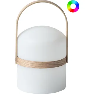 BELIANI Outdoor Tischlampe LED Weiß Kunststoff IP54 Wasserfest mit Fernbedienung Moderne Gartenbeleuchtung Außenleuchte Tischleuchte - Weiß, Braun