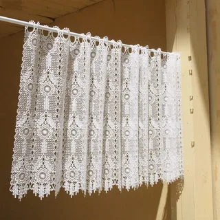 Shabby Chic Spitze Vorhang Scheibengardinen, Schöne Schiere Kurze Hälfte Vorhang für Mädchen Schlafzimmer, Vintage Chic Home Decor, Weiß (Size : W200xH90cm/W78xH35inch)