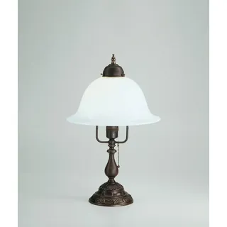 Tischleuchte Messing Antik Glas Zugschalter E27 45 cm Schlafzimmer Tischlampe