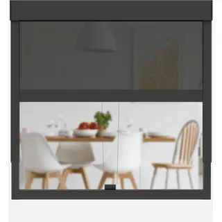 CLIP'N'SHADE Grau - Aussenrollo gegen Hitze, Jalousie, Sichtschutz und Abdunkelung für Fenster, Hitzeschutz Rollo ohne Bohren (Breite: 90 cm, Höhe: 60-90 cm, Transparent)