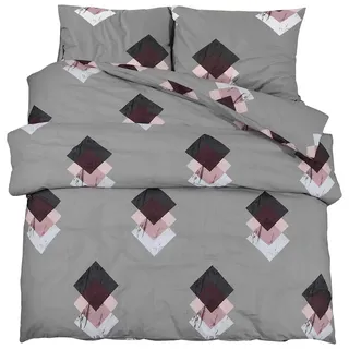 vidaXL Bettwäsche-Set Grau 240x220 cm Baumwolle - Grau