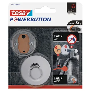 Tesa Powerbutton Haken Premium Silber