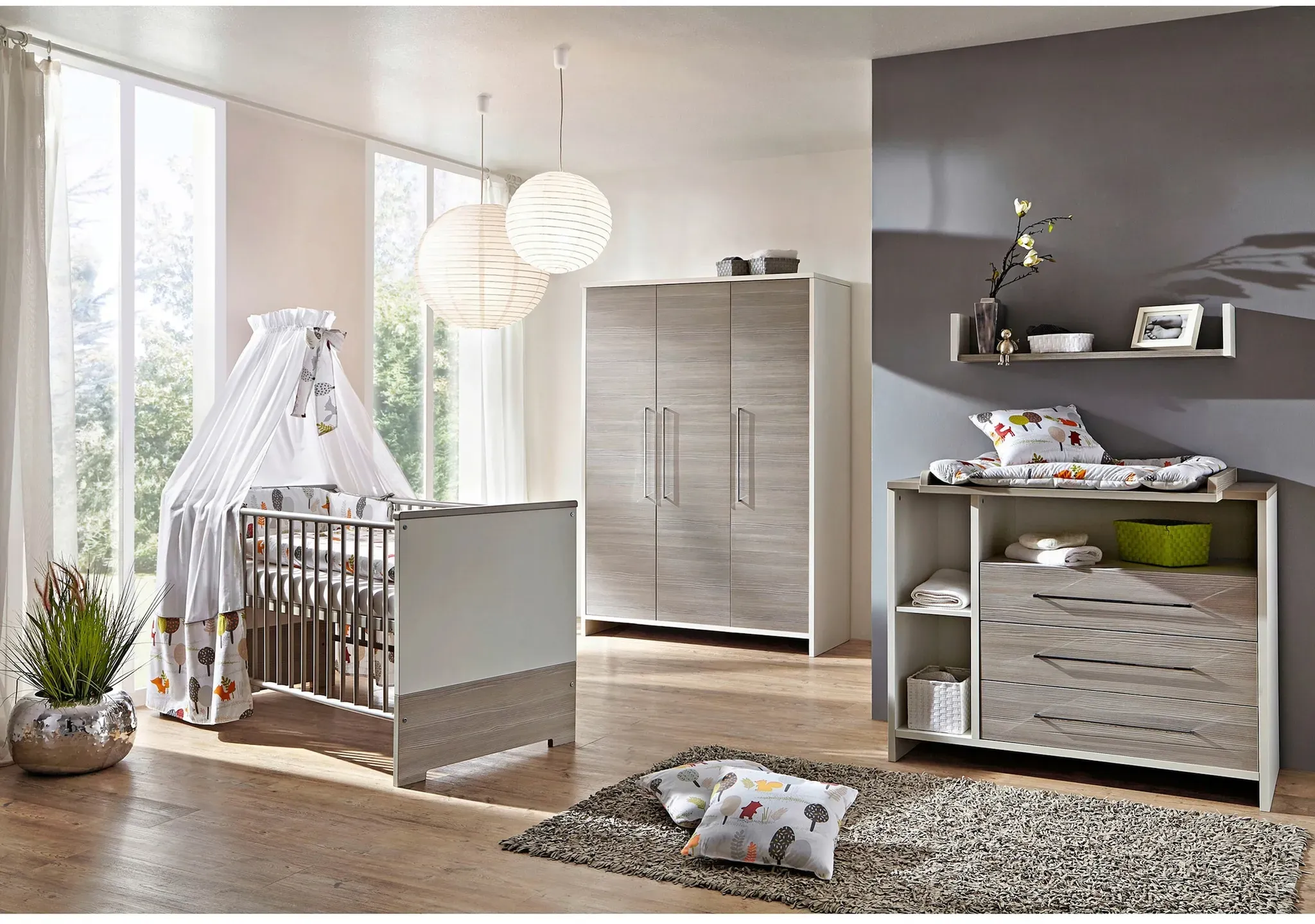 Bild von Kinderzimmer Eco Silber 3-tlg. mit 3-türigem Schrank