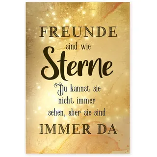 Logbuch-Verlag Freunde sind wie Sterne Geschenk Bild gold aus Metall Geburtstag selbstklebend 21 x 31 cm Deko Wandbild