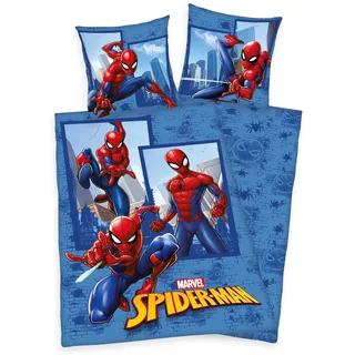 Wild South Shop Disney Marvel Spiderman Bettwäsche 80x80 + 135x200cm 100% Baumwolle mit Reißverschluss