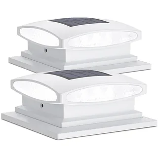 Siedinlar Solar Pfostenkappen Licht Solarlampe Außen Solar Zaunpfosten Lampe Säulenlampe Landschaft Lampe 7x7 8x8 9x9 Hölzerne Pfäle 2 Stück - Weiß