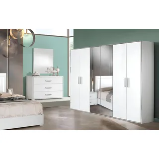 Kleiderschrank 6 Türen Schrank Garderobe Modern Schränke Holz Design Italien neu - Weiß