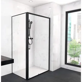 Aurlane Marwell Factory Komplettdusche mit Schiebetür 120 x 200 cm schwarz transparent, matt