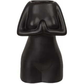 MIJOMA Dekorative Mini-Vase aus Keramik in Frauenkörper-Design, stilvolle Wohndekoration für Moderne Raumgestaltung, passend zu jedem Einrichtungsstil, Frauen-Körper 18cm, Schwarz