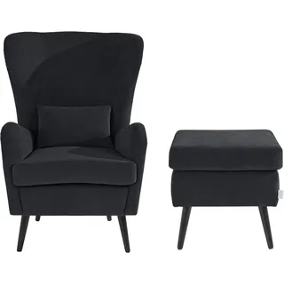 Home Affaire Ohrensessel Sallito Samtcord 76 x 109 x 85 cm Schwarz