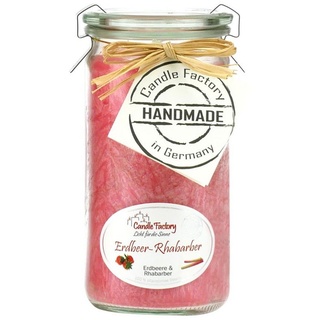 Candle Factory Duftkerze Mini-Jumbo Erdbeer-Rhabarber korallenrot - Rot, Transparent