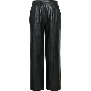 Ichi Damen Hose mit weitem Bein und vorn gesetzten Nähten, schlichtes Design - Schwarz