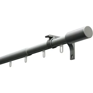 GARDINIA Vorhangstange Set 1-läufig Ø 22 mm 100 cm Grau/Silber/Weiß