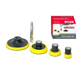Dino Kraftpaket Set M10 Stützteller 30mm 50mm 75mm 100mm mit 80mm-Verlängerung für Poliermaschine mit M10 Gewinde. Passend zu 640241 Akku Poliermaschine