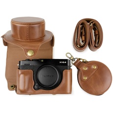 MUZIRI KINOKOO XE4 Kameratasche, Mini-Objektivtasche, PU-Leder, abnehmbarer, verstellbarer Schultergurt, coffee, Retro-Stil