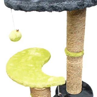 Aqpet Kratzbaum 86 cm Sisalseil mit doppelter Plattform und Tunnel für maximalen Spielspaß Ihrer Katze schwarz grün