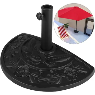 DEUBA® Sonnenschirmständer halbrund Balkon Terrasse 9 kg Blumen Design schwarz Gussoptik wetterfest Schirmständer Balkonschirm Terrassenschirm Ständer - Schwarz