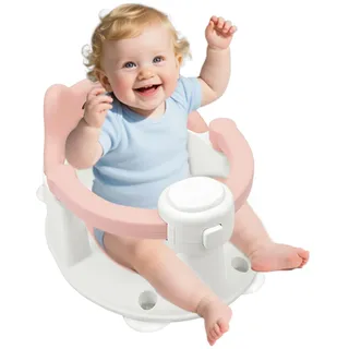 Badewannensitz Baby ab 6 Monate, Baby Badesitz mit 4 Saugnäpfen,Bath Seat für Dusche Oder Badewanne, Bad Dusche Geschenke für Kleinkinder und Neugeborene (Rosa)