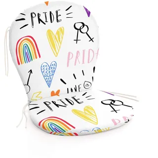 BELUM | Sitzkissen für den Außenbereich, Modell Pride 5, Produktmaße: Sitzfläche: Breite: 48 cm/Länge: 42 cm, Rückenlehne: 48 cm/Länge: 48 cm