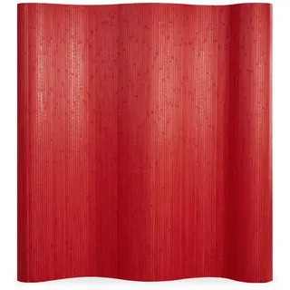 Homestyle4u Paravent 250/200 cm Rot Raumteiler Bambus , Naturmaterialen , 250x200x1 cm , Wohnzimmer, Raumteiler, Paravents