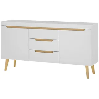 furn.design Sideboard Kommode skandinavisch Anrichte weiß matt Eiche, Soft-Close 160cm Isgard