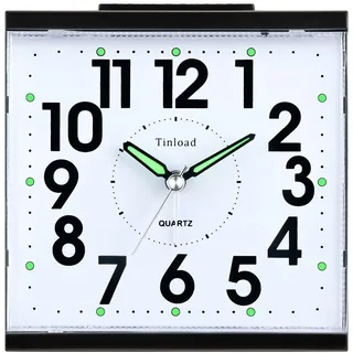 Tinload Analog Seniorenwecker mit Nachtlicht, 4.7 Zoll großes Zifferblatt, Tischuhr mit Schlummerfunktion, laut, ansteigendem 3-stufigem Glockenton, Batteriebetrieben