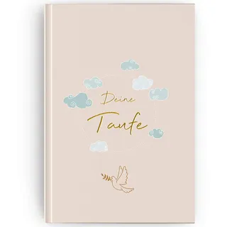 LEAF & GOLD® Taufbuch "Deine Taufe" I Edles Geschenk zur Taufe für Mädchen und Jungen I Erinnerungsbuch zum Ausfüllen mit Goldfolienprägung