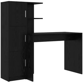 vidaXL Schreibtisch mit Stauraum Schwarz-Eiche Holzwerkstoff