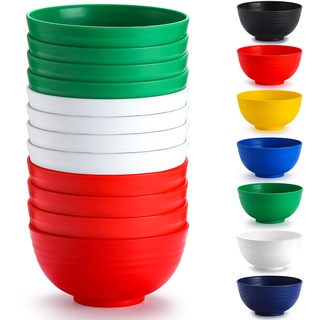 Berglander Kunststoff Schalen Set 12 Stück 750ml, IT Color mehrweg Plastik Ramen Schüssel, Suppenschüsseln, Müslischüssel für Erwachsene, Kinder, Zuhause, Restaurant, Garten, Picknick