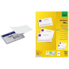 SIGEL VZ215 Kalt-Laminierfolien für 100 Karten, glasklar, zum Laminieren ohne Gerät & DP830 bedruckbare Visitenkarten hochweiß, 150 Stück (15 Blatt), 185 g, 85x55 mm