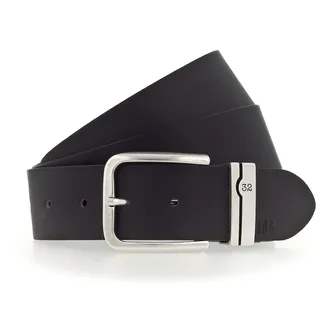 MUSTANG Ledergürtel 1 Stk. verzierte Metallschlaufe, 4 cm, Logoschriftzug, schwarz