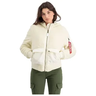 Alpha Industries Zip Hood Teddy Wmn Fliegerjacke für Damen Off White