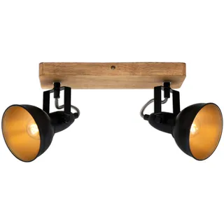 Briloner Deckenlampe Vintage 2-flg. Holz schwarz-gold