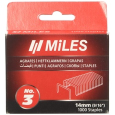 Miles 303356 Heftklammern Nr. 3 x 14 mm, Packung mit 1000 Stück