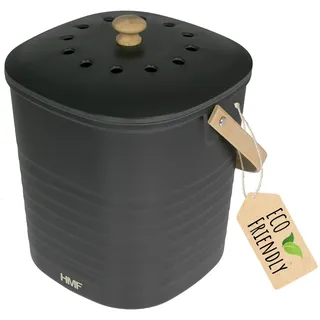 HMF Biomülleimer mit Deckel, nachhaltig, geruchsdicht, HMF 3780, 3L, Schwarz - Schwarz
