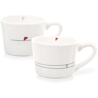 Keramikbecher Becher/Tasse Keramiktassen Teetasse Kaffeeetasse mit Henkel Herzen 2er-Set 200 ml