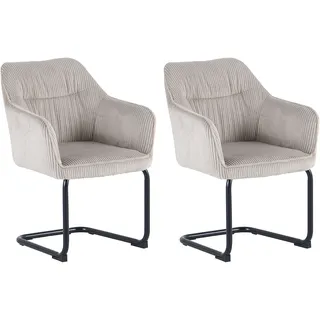 byLIVING Freischwinger ELBA Grob-Cord taupe 2er Set