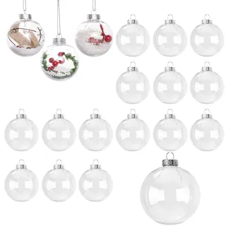 Weihnachtskugeln zum Befüllen & Selbst Gestalten (Ø 6cm) – Transparente Christbaumkugeln Kunststoff zum Bemalen – Bruchfeste Deko & Bastelset für Personalisierte Geschenke & DIY Baumschmuck (16 pcs)