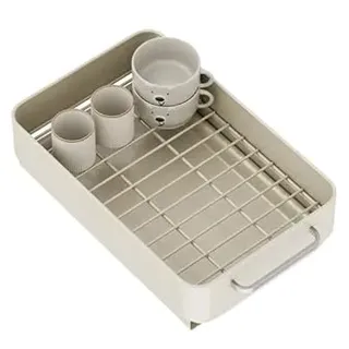 Abtropfgestell Geschirr Erweiterbarer Organizer, GeschirrstäNder für Die KüChe,2In1 Topfdeckelhalter Ausziehbarer Schrank Organizer Mit Abtropfmatte,Aufbewahrungsregale für KüChenschräNke,25Bx39Tx10H