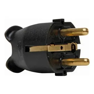 Kopp 175705003 Kunststoff-Schutzkontakt-Stecker, 2 Schutzkontaktsysteme, für Kabelquerschnitt bis 3x1,5mm2, Farbe: schwarz  - 25 Stück