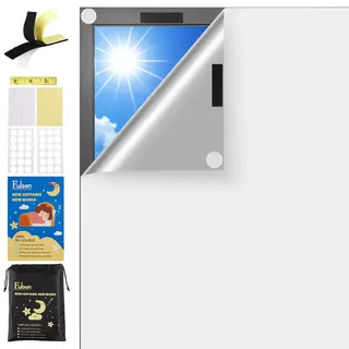Fuloon 100% Fenster Verdunkelung, 100 x 145cm Dachfenster Verdunkelung ohne Bohren, Sonnenschutz Fenster Verdunkelungsfolie Verdunklungsrollo für Babyzimmer, Schlafsaal, Schlafzimmer, Reisen