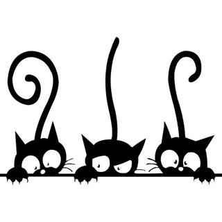 CLISPEED Drei lustige Katzen Tiere Wandtattoo Wandaufkleber Familie Schlafzimmer PVC Fenster Wandaufkleber Dekoration DIY Wandaufkleber Abnehmbar Home Decor (Schwarz)