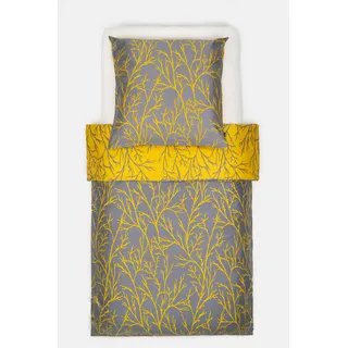 Brielle Mako Satin Wendebettwäsche Set 100 % Baumwolle/Fadenzahl 220 mit Reißverschluss 2-teilig Deckenbezug 135 x 200 cm Kissenbezug 80 x 80 cm Gelb Grau - Bunt