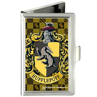Buckle-Down Visitenkartenetui Hufflepuff-Wappen Gold/Schwarz – groß