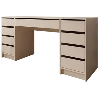 Mirjan24 Schreibtisch Ada Bis, Schlafzimmer Kosmetiktisch mit neun Schubladen (Farbe: Sandbeige) - Beige