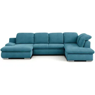 Livetastic Wohnlandschaft , Blau , Metall , Ottomane rechts, U-Form , 353x212 cm , Made in Eu , Hocker erhältlich, Rücken echt, Armteil links , Wohnzimmer, Sofas & Couches, Wohnlandschaften, Wohnlandschaften in U-Form