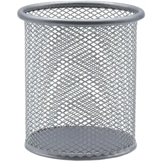 raylu paper RAYLU PAPER® - Stifthalter aus Metallgitter, Runder Stifteköcher 90 mm, Stiftebecher für Stifte, Kugelschreiber und Schreibtischutensilien (Silber)